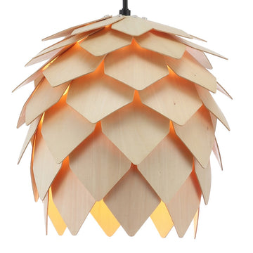 Simon 11.75" Pinecone Wood LED Pendant - JONATHAN Y